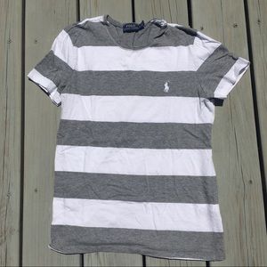 Grey and white striped Polo shirt